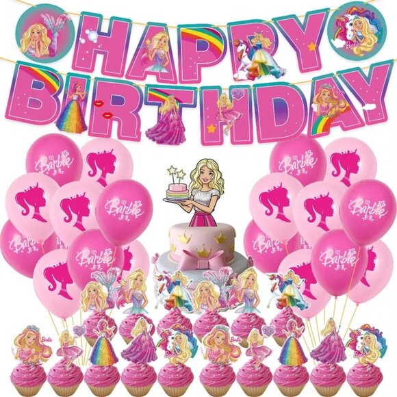 Barbie Birthday Decoration Set - 38 Pieces - Picture 1 of 5
